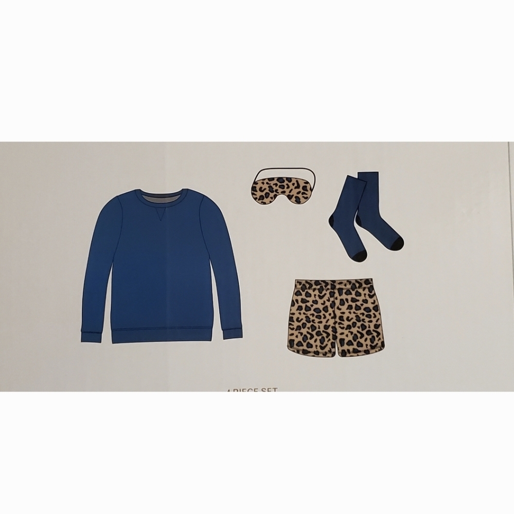 Serra 4-Piece Ladies Blue &  Leopart Print Gift Set